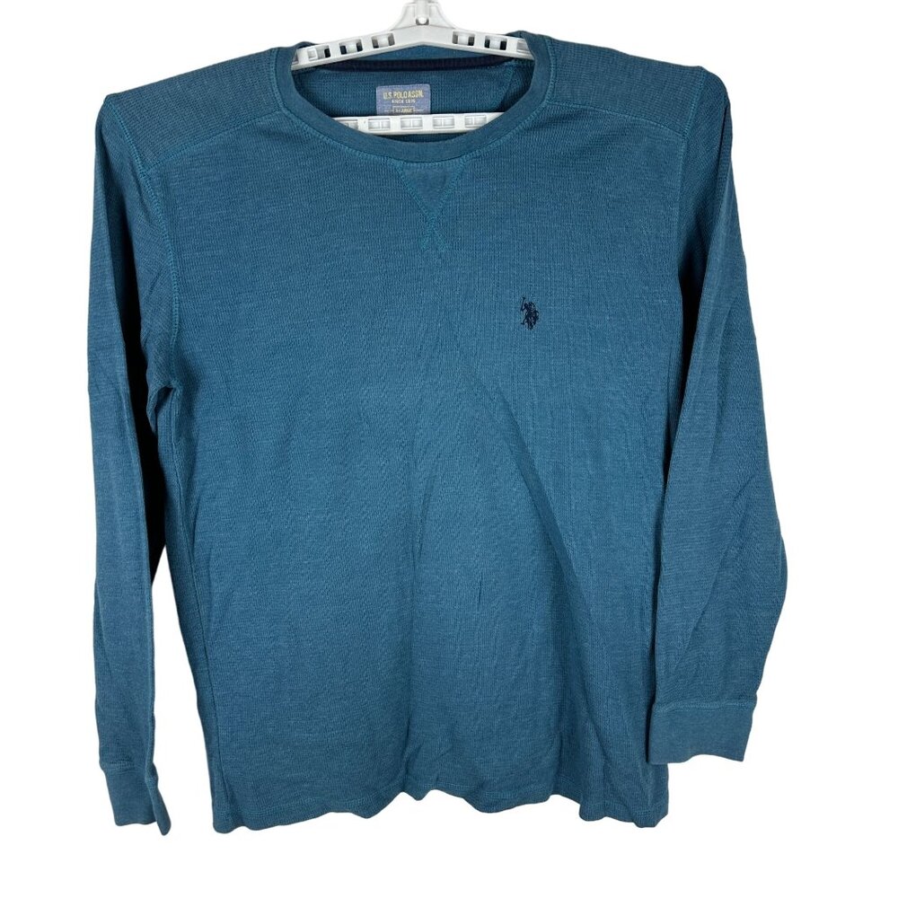 U.S. Polo Assn. Men's X-Large Teal Long Sleeve Crew Neck Shirt Cotton/Polyester